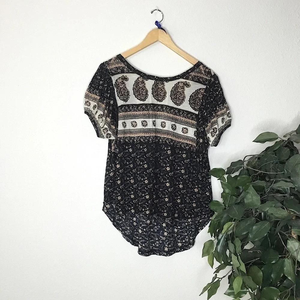 Free People Paisley High Low Cut Top